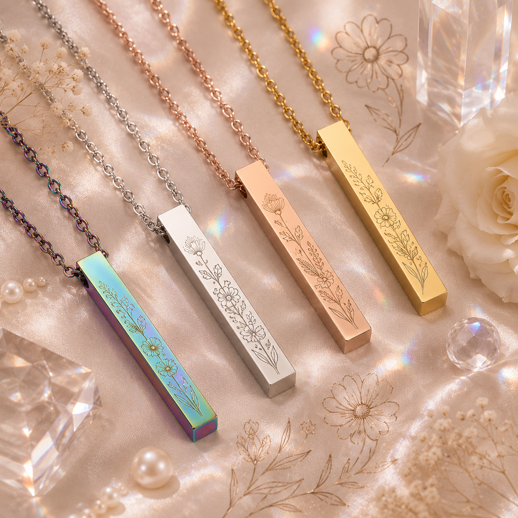 Custom Engraved Bar Necklaces