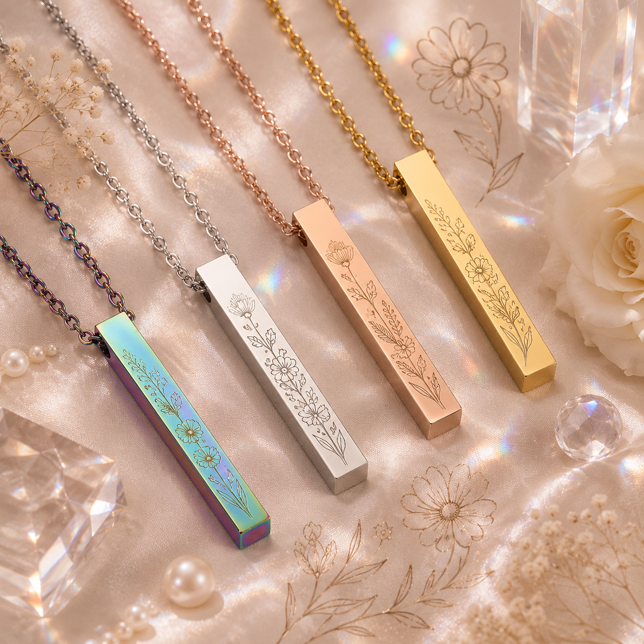 Custom Engraved Bar Necklaces