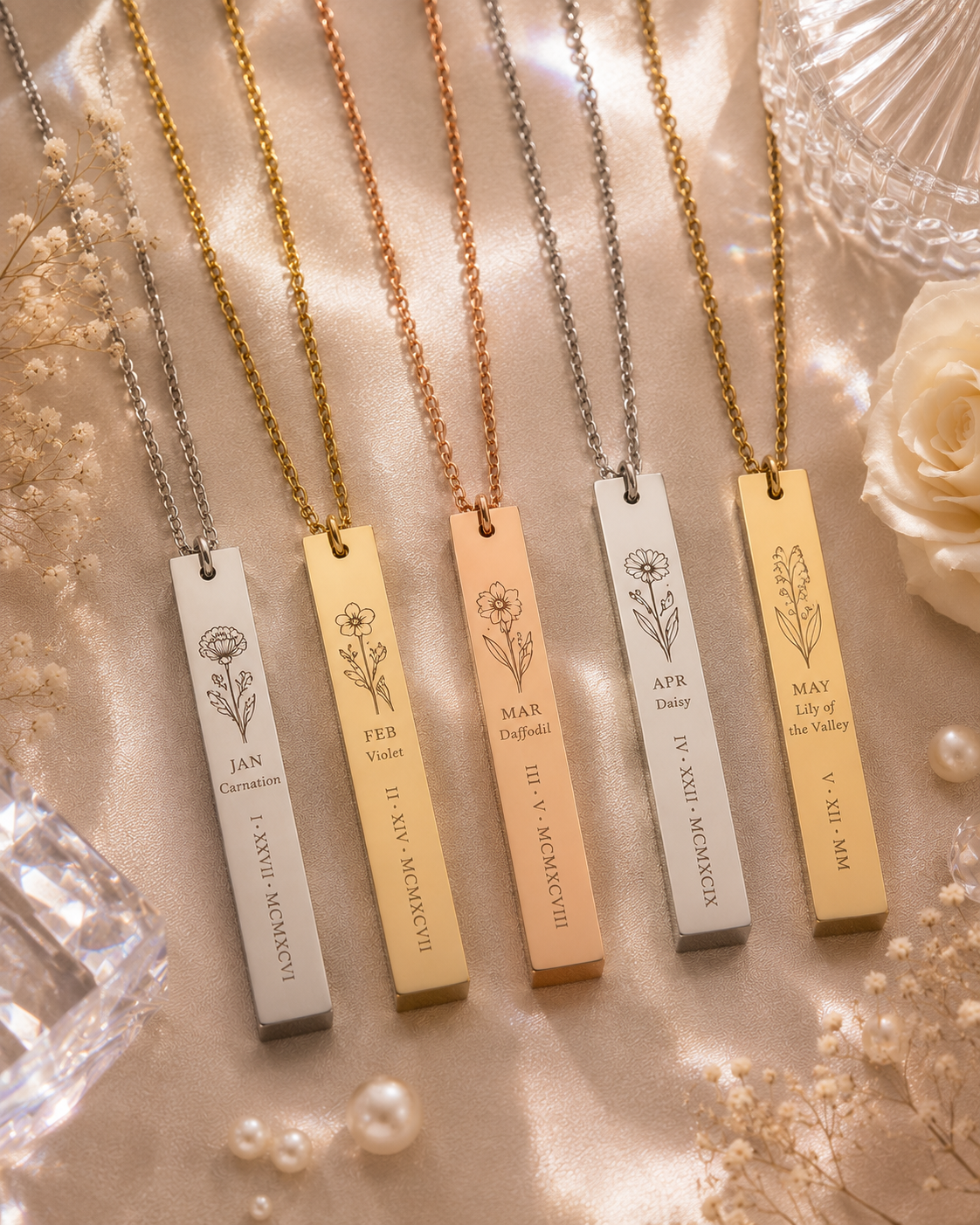 Custom Engraved Bar Necklaces